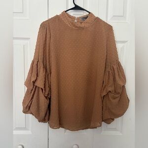 Wishlist Apparel Tan Women's Blouse with Balloon Sleeves
